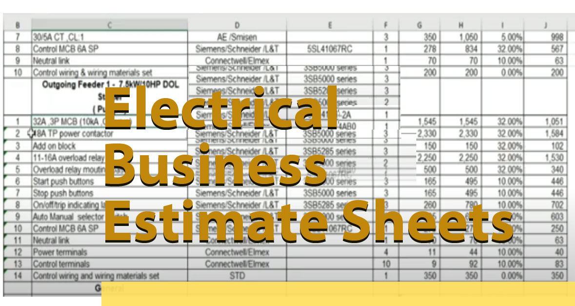 Electrical Business Estimate Sheets
