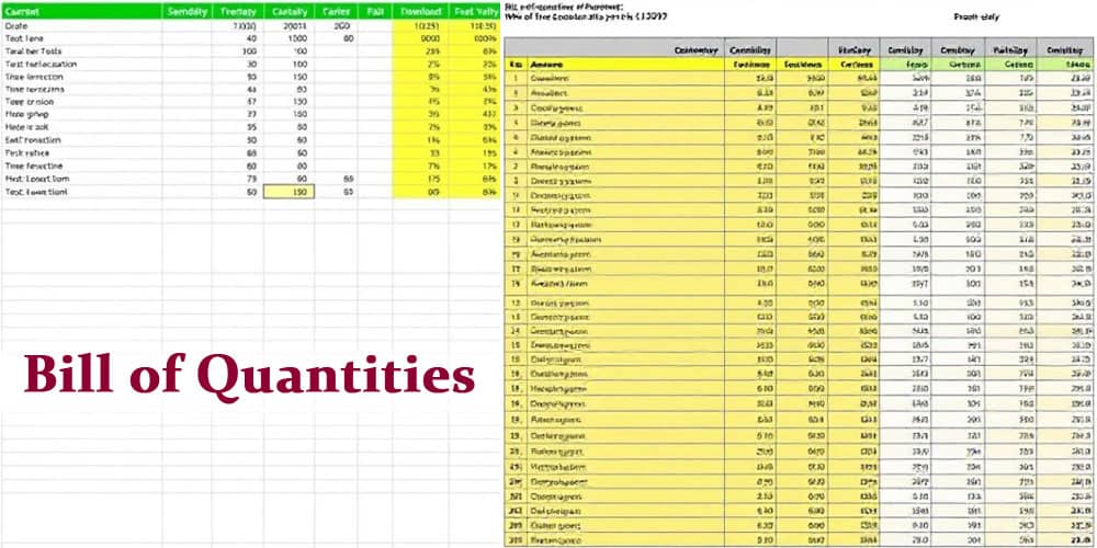 Bill of Quantities Spreadsheet
