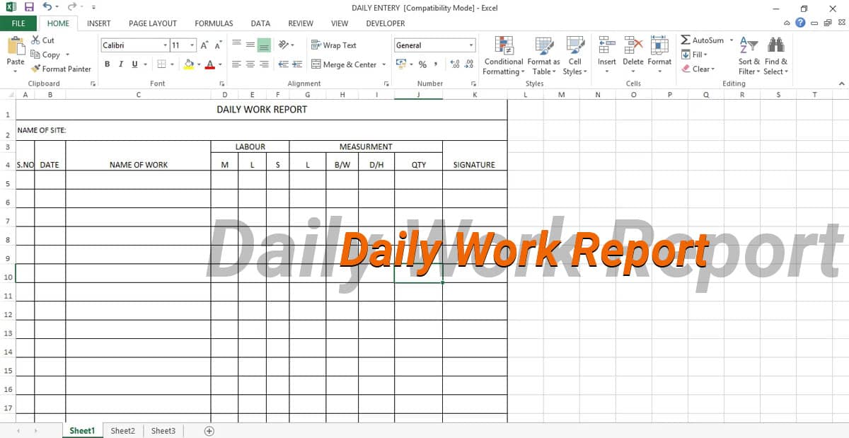 Daily  work report