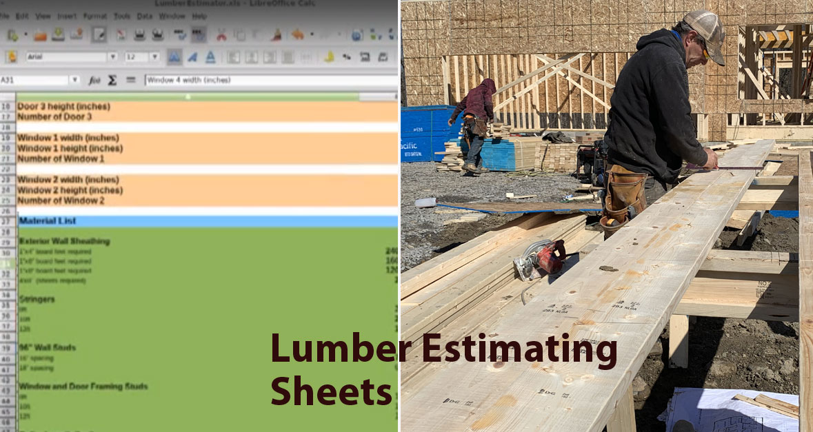 Lumber Estimating Sheets