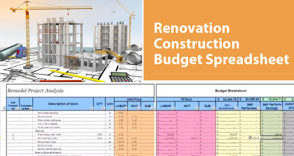 Renovation Construction Budget Spreadsheet